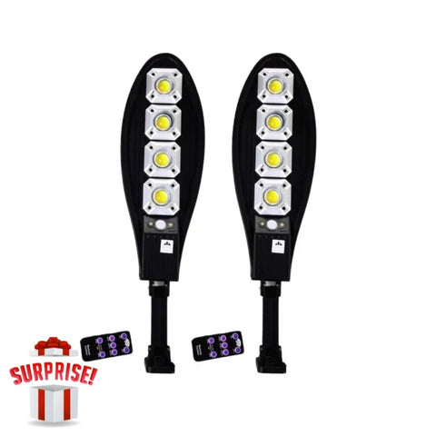Set 2x Lampa Solara Stradala SKY 300W, Senzor de miscare, Senzor de lumina cu Telecomanda + Cadou Surpriza