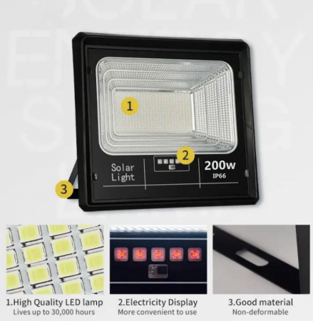 Set 2x Proiector LED Jortan cu panou solar 200w si telecomanda, IP66 + Cadou Surpriza