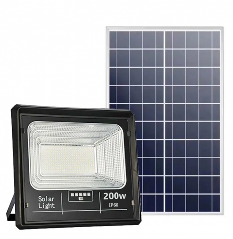 Set 2x Proiector LED Jortan cu panou solar 200w si telecomanda, IP66 + Cadou Surpriza