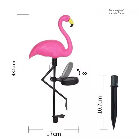 Set 3 Lămpi Solare LED Flamingo Roz cu Cioc Galben, Model Nou, 53 cm, Lumină Caldă, IP65, Decorațiuni pentru Grădină