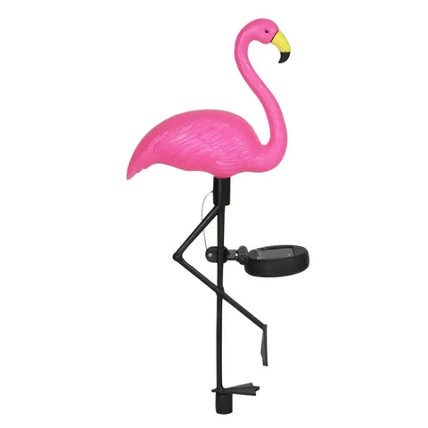 Set 3 Lămpi Solare LED Flamingo Roz cu Cioc Galben, Model Nou, 53 cm, Lumină Caldă, IP65, Decorațiuni pentru Grădină