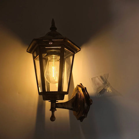 Set Aplice Solare de Perete Vintage cu Senzor de Mișcare, 3 Moduri, Lumină Alb Cald