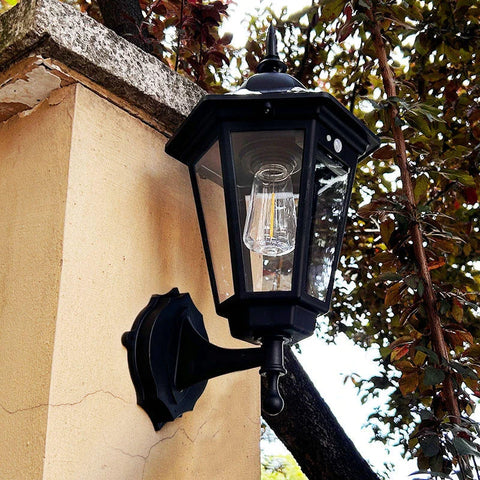 Set Aplice Solare de Perete Vintage cu Senzor de Mișcare, 3 Moduri, Lumină Alb Cald