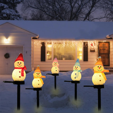 Set 4 Lămpi Solare de Crăciun, Om de Zăpadă - Magia Sărbătorilor în Grădina Ta