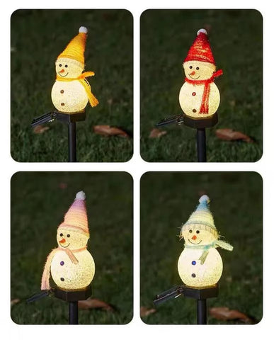 Set 4 Lămpi Solare de Crăciun, Om de Zăpadă - Magia Sărbătorilor în Grădina Ta