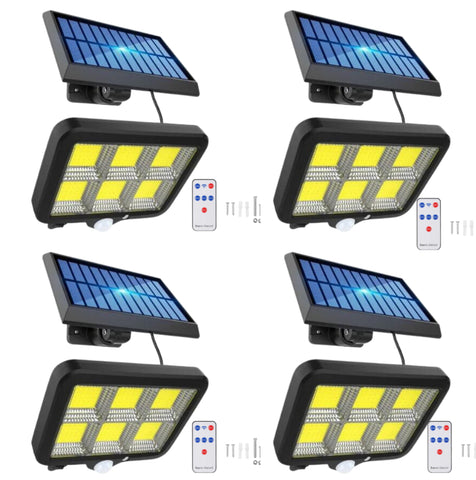 Set 4 x Proiectoare Solare cu Panou Separat Si Senzor de Miscare 96 COB + Telecomanda + cadou surpriza