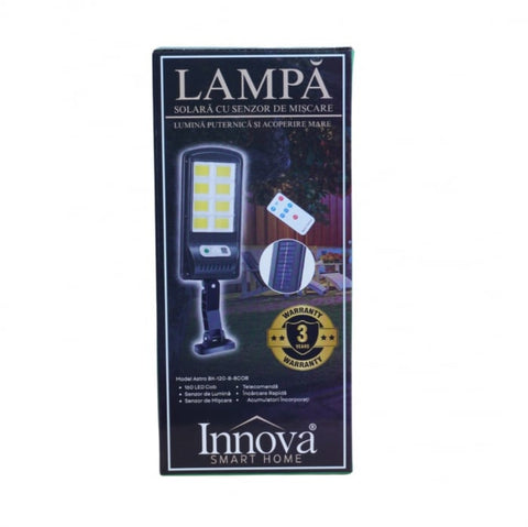 Black Friday - Set 4x Lampi Solare Stradale 90W LED Astro by Innova, 160 LED COB, Senzor, Telecomandă, IP66, Cadou + Garanție 3 Ani