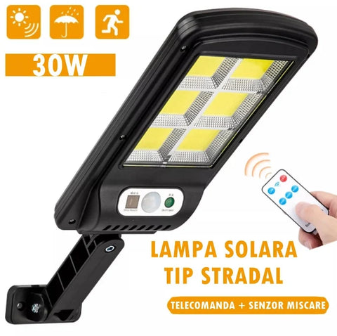 SET 4 X Lampa solara 160 led COB cu telecomanda + Lanterna Profesionala Swat