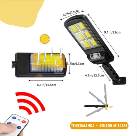 SET 5 X LAMPA SOLARA 96LED COB CU TELECOMANDA