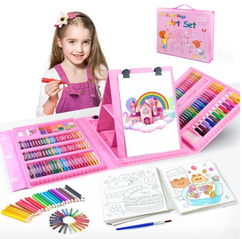 Set Artistic Desen și Pictură pentru Copii, Servietă cu Instrumente Complete 168pcs sau 208pcs