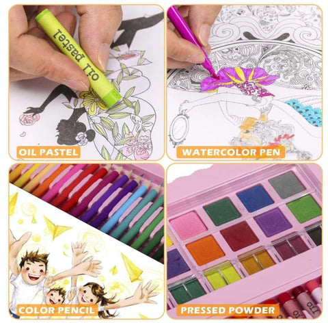 Set Artistic Desen și Pictură pentru Copii, Servietă cu Instrumente Complete 168pcs sau 208pcs
