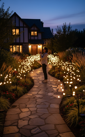 Black Friday - Set de 8 Lămpi Solare de Grădină cu Licurici Multicolor/Alb Cald – Eleganță și Magie în Spațiul Exterior