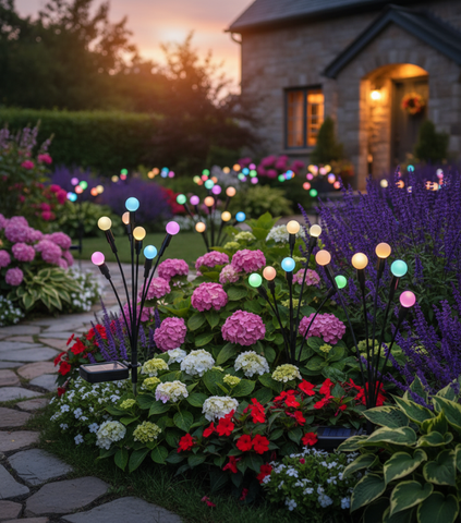 Black Friday - Set de 8 Lămpi Solare de Grădină cu Licurici Multicolor/Alb Cald – Eleganță și Magie în Spațiul Exterior